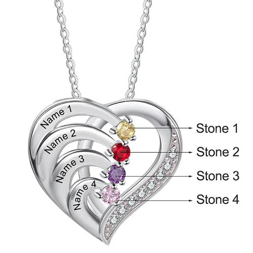 Sterling Silver Engraved Birthstone Heart with CZ Necklace sold by Limoges Jewelry product image thumbnail 5