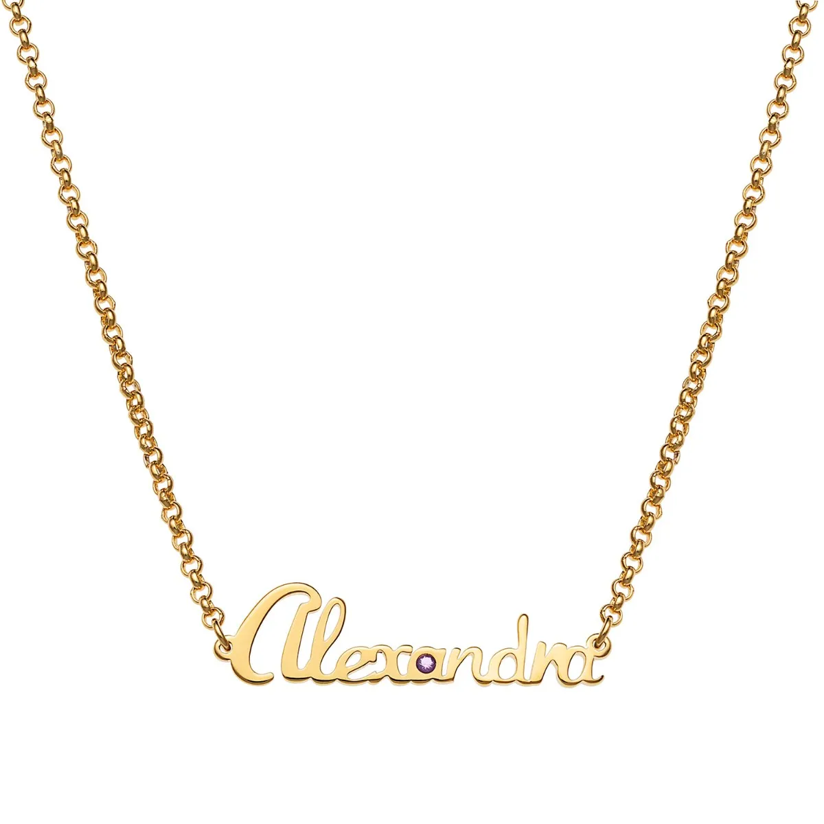 Personalized Mini Script Name with Birthstone Necklace sold by Limoges Jewelry product image thumbnail 4