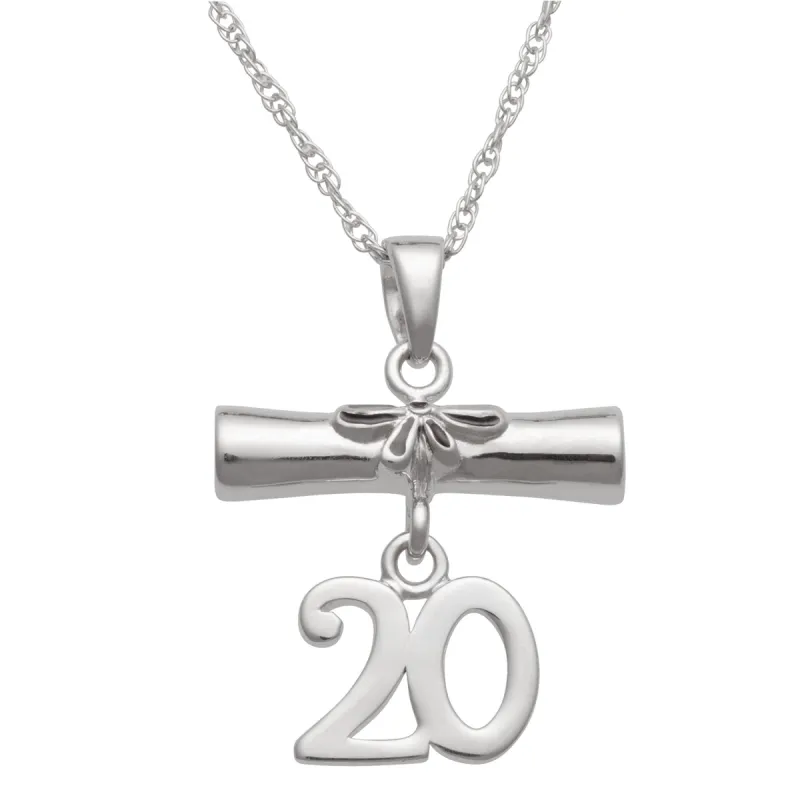 Sterling Silver Diploma '20 Grad Pendant sold by Limoges Jewelry