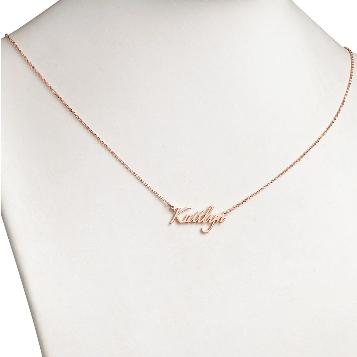 14K Rose Gold over Sterling Petite Fancy Script Name Necklace sold by Limoges Jewelry product image thumbnail 2