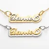 Silver Stainless Steel Name on Mirrored Gold Plaque Necklace sold by Limoges Jewelry