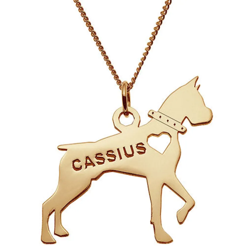 14K Gold Plated Boxer Silhouette Necklace sold by Limoges Jewelry