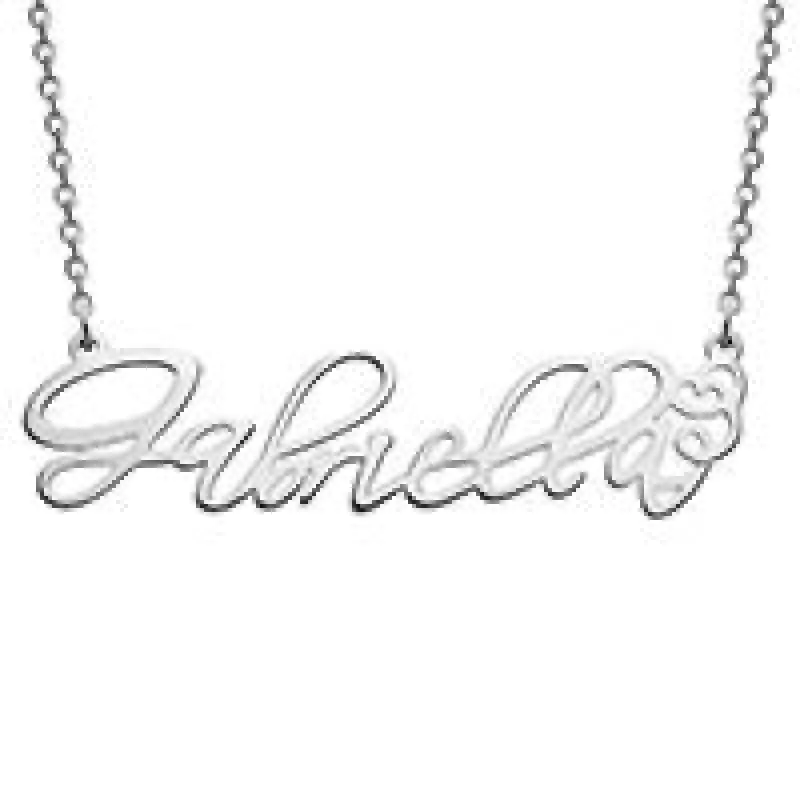 Sterling Silver Fancy Script Name Necklace sold by Limoges Jewelry