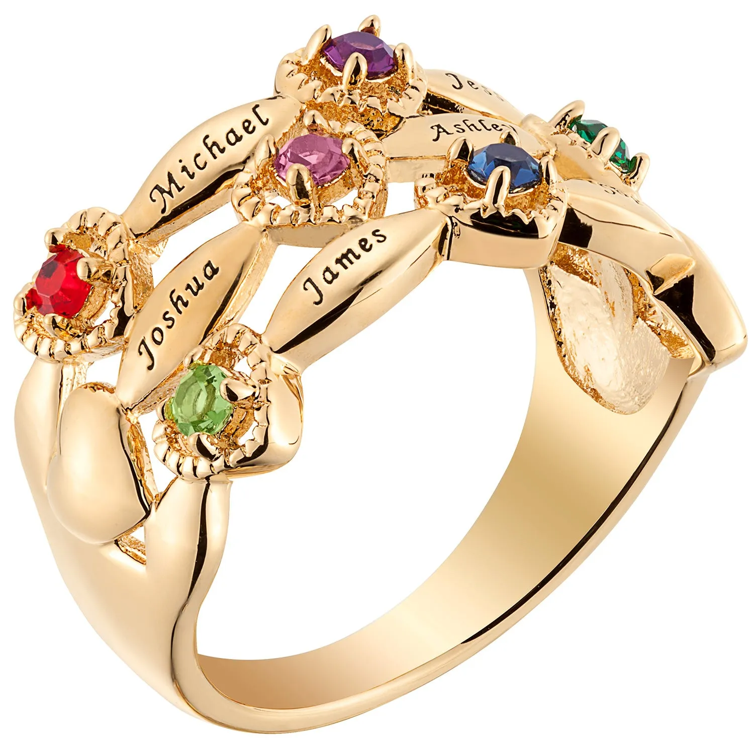 14K Gold over Sterling Family Name and Birthstone Ring sold by Limoges Jewelry product image thumbnail 2