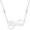 Script Name Infinity and Birthstone Necklace sold by Limoges Jewelry