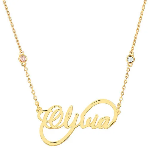Script Name Infinity and Birthstone Necklace sold by Limoges Jewelry product image thumbnail 4
