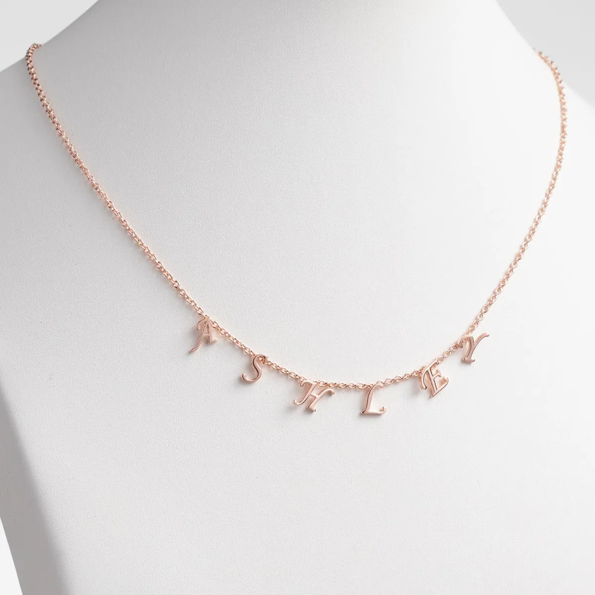 14K Rose Gold Plated Dainty Letters Choker Name Necklace sold by Limoges Jewelry product image thumbnail 2