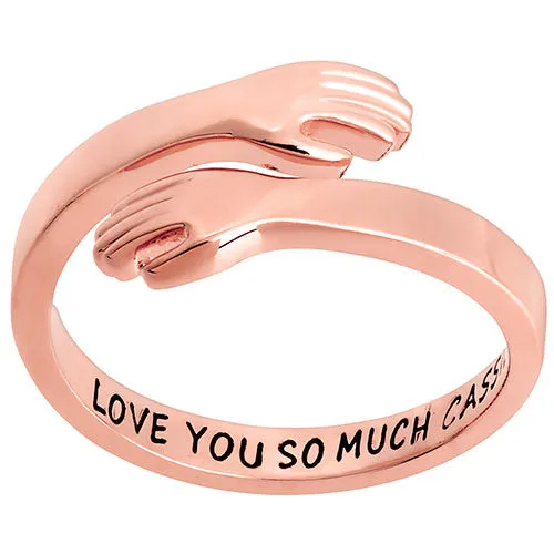 14K Rose Gold Plated Personalized Hug Ring sold by Limoges Jewelry