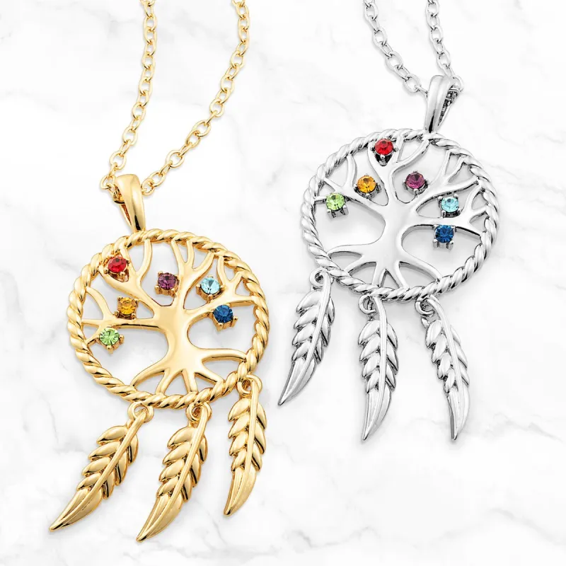 Birthstone Tree of Life Dream Catcher Necklace sold by Limoges Jewelry