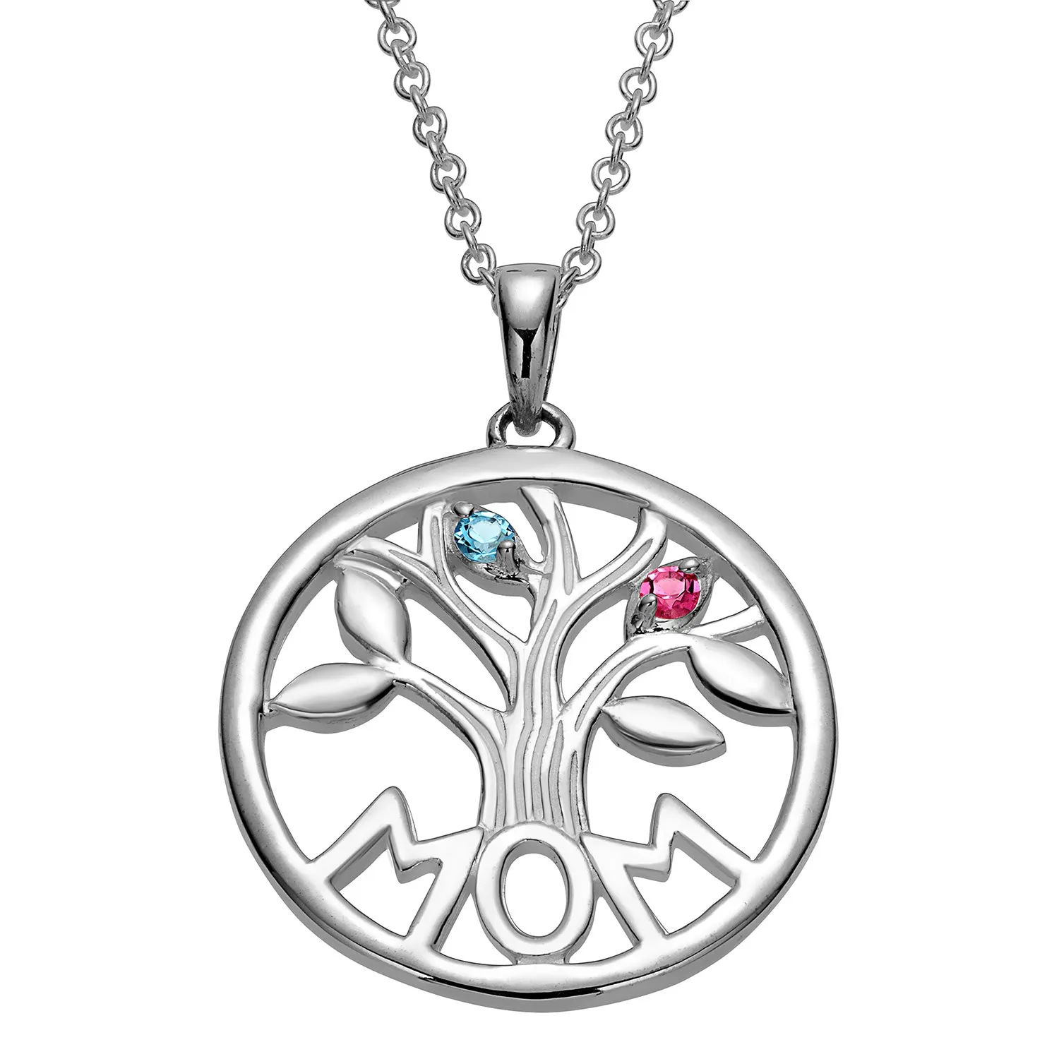 Sterling Silver MOM Family Birthstone Tree Pendant sold by Limoges Jewelry product image thumbnail 3