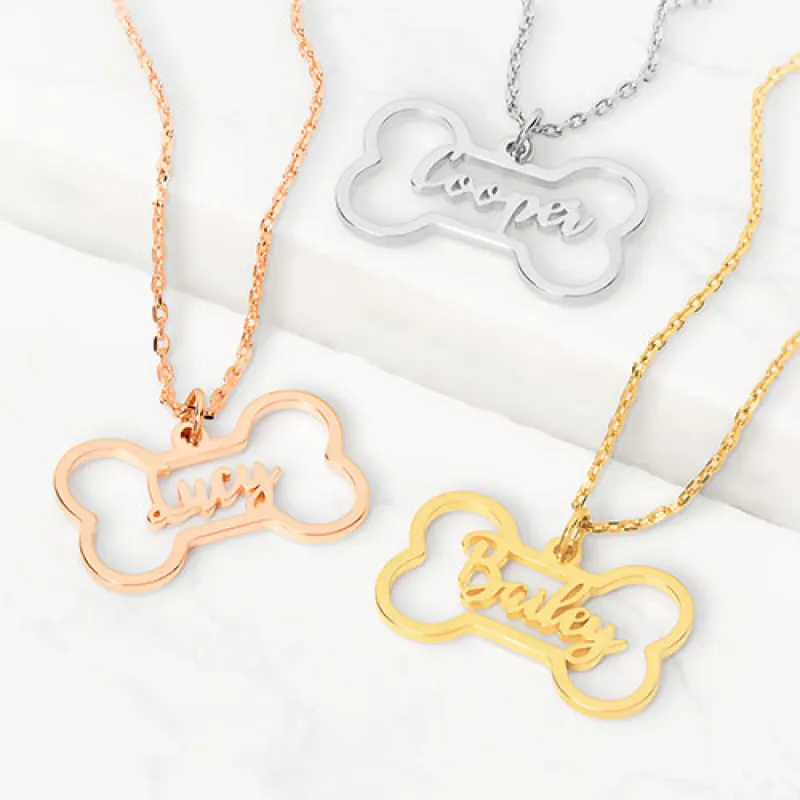 Script Name Open Bone Necklace sold by Limoges Jewelry