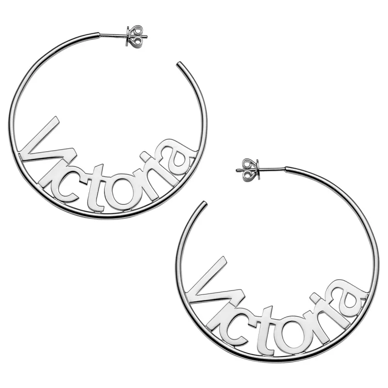 Personalized Nameplate Large Post Hoop Earrings sold by Limoges Jewelry