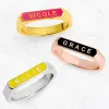 14K Gold Plated Enamel Name Rectangle Ring sold by Limoges Jewelry
