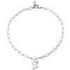 Sterling Silver Script Initial Charm Paperclip Chain Bracelet sold by Limoges Jewelry