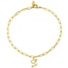 Sterling Silver Script Initial Charm Paperclip Chain Bracelet sold by Limoges Jewelry