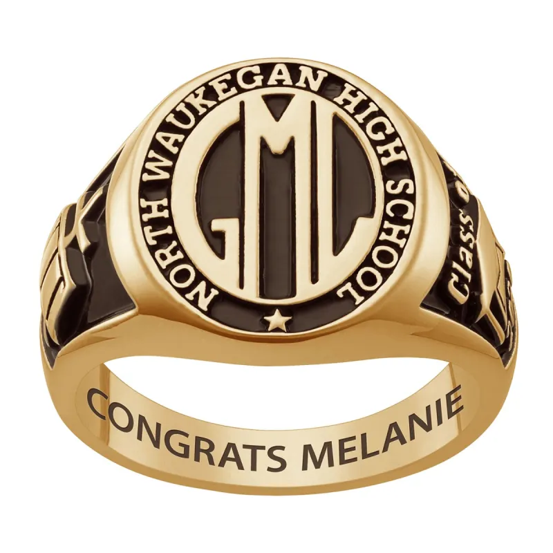 Ladies 14K Gold over Sterling Oval Signet Class Ring sold by Limoges Jewelry