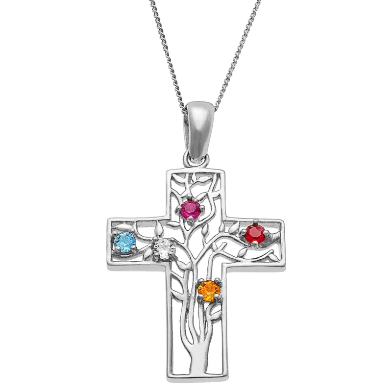 Sterling Silver Filigree Family Cross Pendant sold by Limoges Jewelry