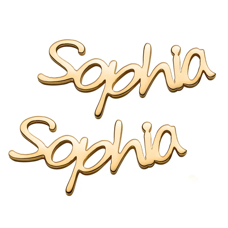 14K Gold Plated Personalized Name Crawler Button Earring sold by Limoges Jewelry