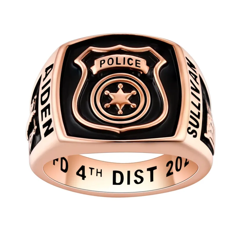 Men's Rose Gold over Sterling Police First Responder Ring sold by Limoges Jewelry