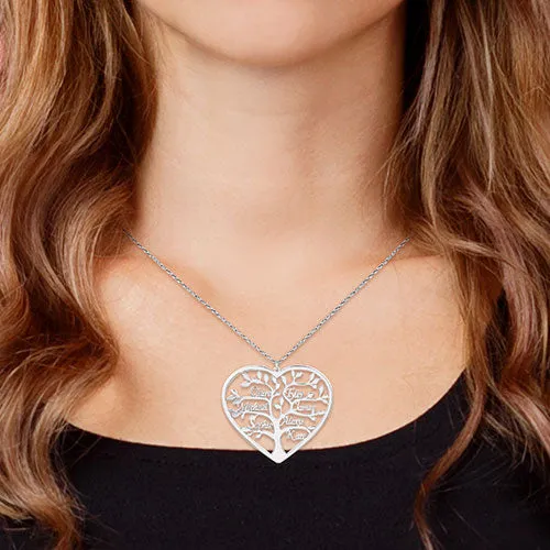 Sterling Silver Heart Family Tree Name Necklace sold by Limoges Jewelry product image thumbnail 3