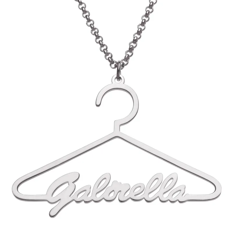 Silver Plated Hanger Name Necklace made by Limoges Jewelry