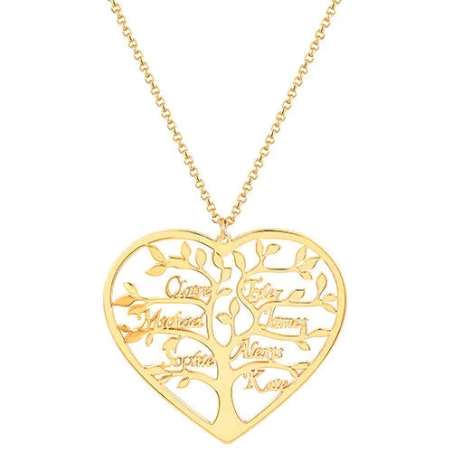 Sterling Silver Heart Family Tree Name Necklace sold by Limoges Jewelry product image thumbnail 4
