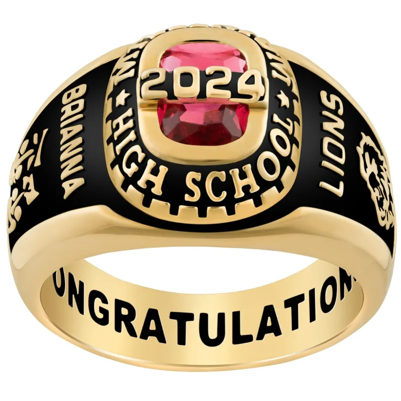 Ladies Yellow CELEBRIUM Personalized-Top Traditional Class Ring sold by Limoges Jewelry