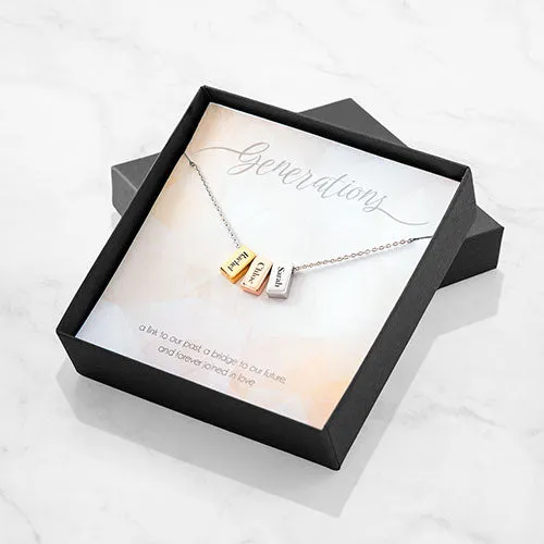 Tricolor Petite Engraved Generations Bar Necklace sold by Limoges Jewelry product image thumbnail 2