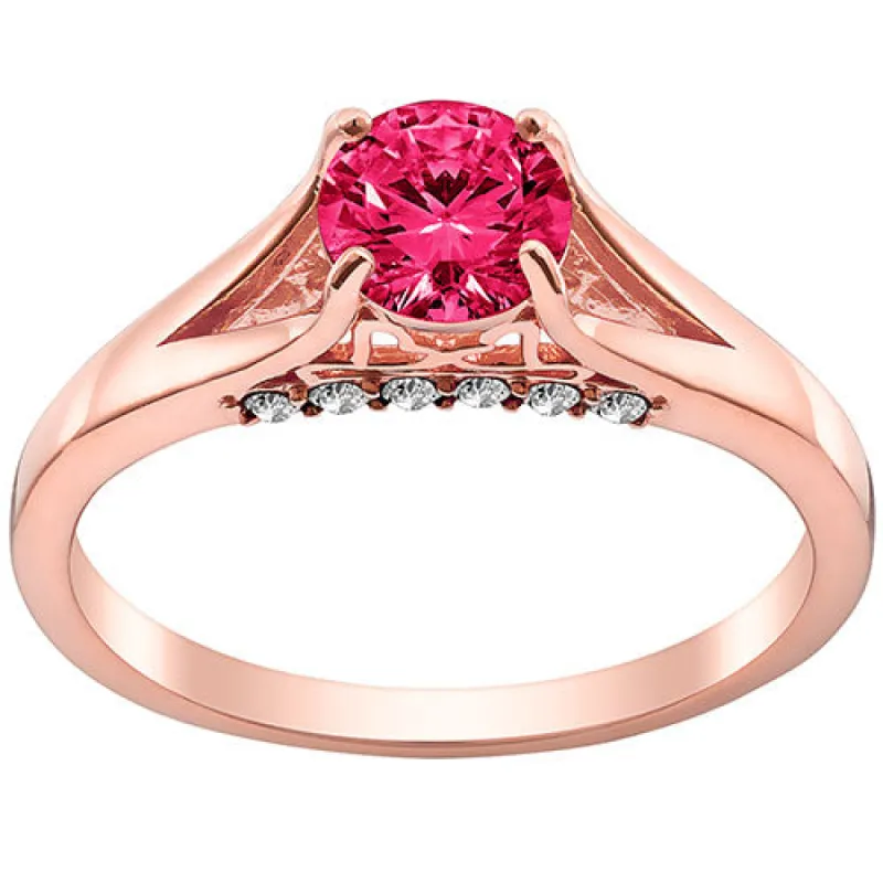 14K Rose Gold Plated Simulated Ruby and Clear Crystal Ring sold by Limoges Jewelry