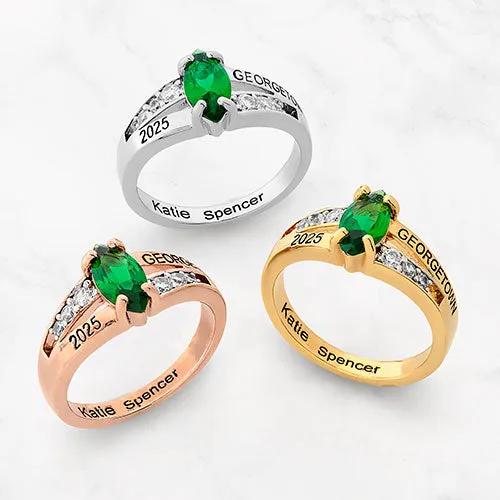 Ladies' 14K Rose Gold over Sterling Marquise Birthstone with CZ Class Ring sold by Limoges Jewelry product image thumbnail 5