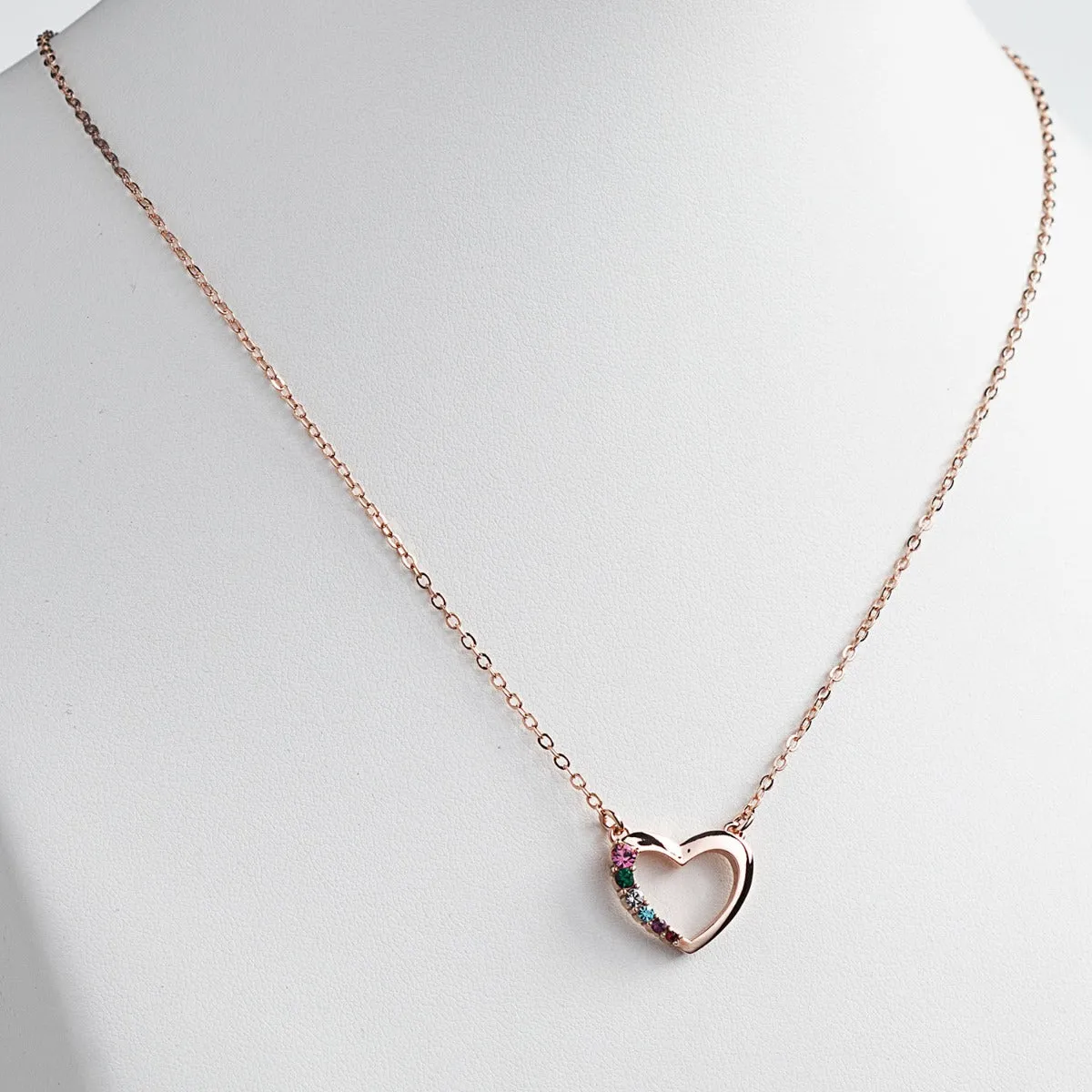 14K Rose Gold Plated Love Journey Birthstone Necklace sold by Limoges Jewelry