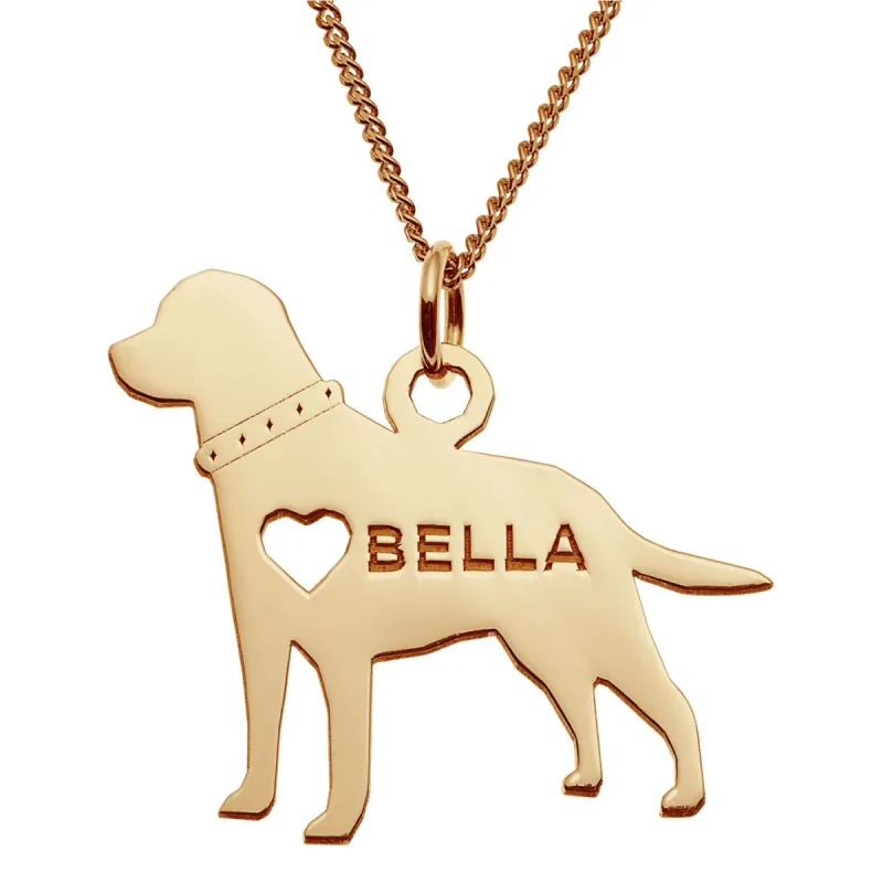 14K Gold over Sterling Labrador Silhouette Necklace sold by Limoges Jewelry
