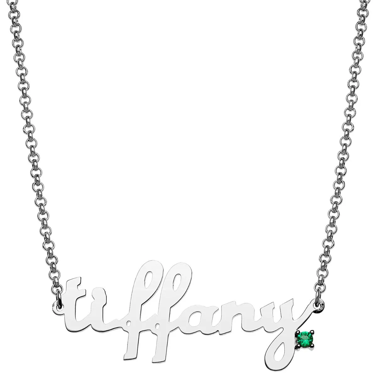 Personalized Lowercase Script Name with Birthstone Accent Necklace sold by Limoges Jewelry product image thumbnail 2