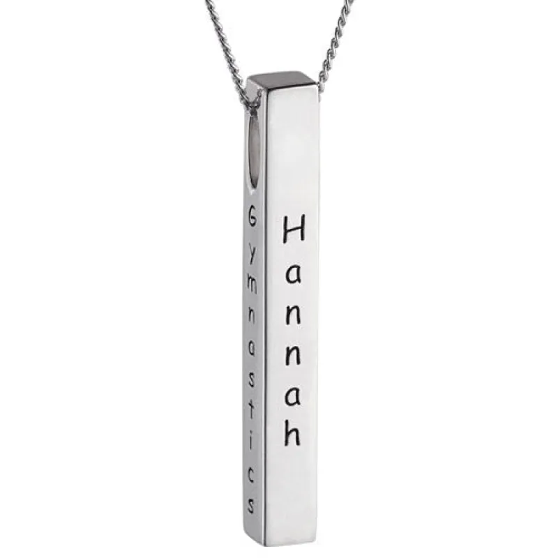 Sterling Silver Vertical 4-Sided Engraved Graduation Pendant sold by Limoges Jewelry