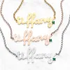 Personalized Lowercase Script Name with Birthstone Accent Necklace sold by Limoges Jewelry