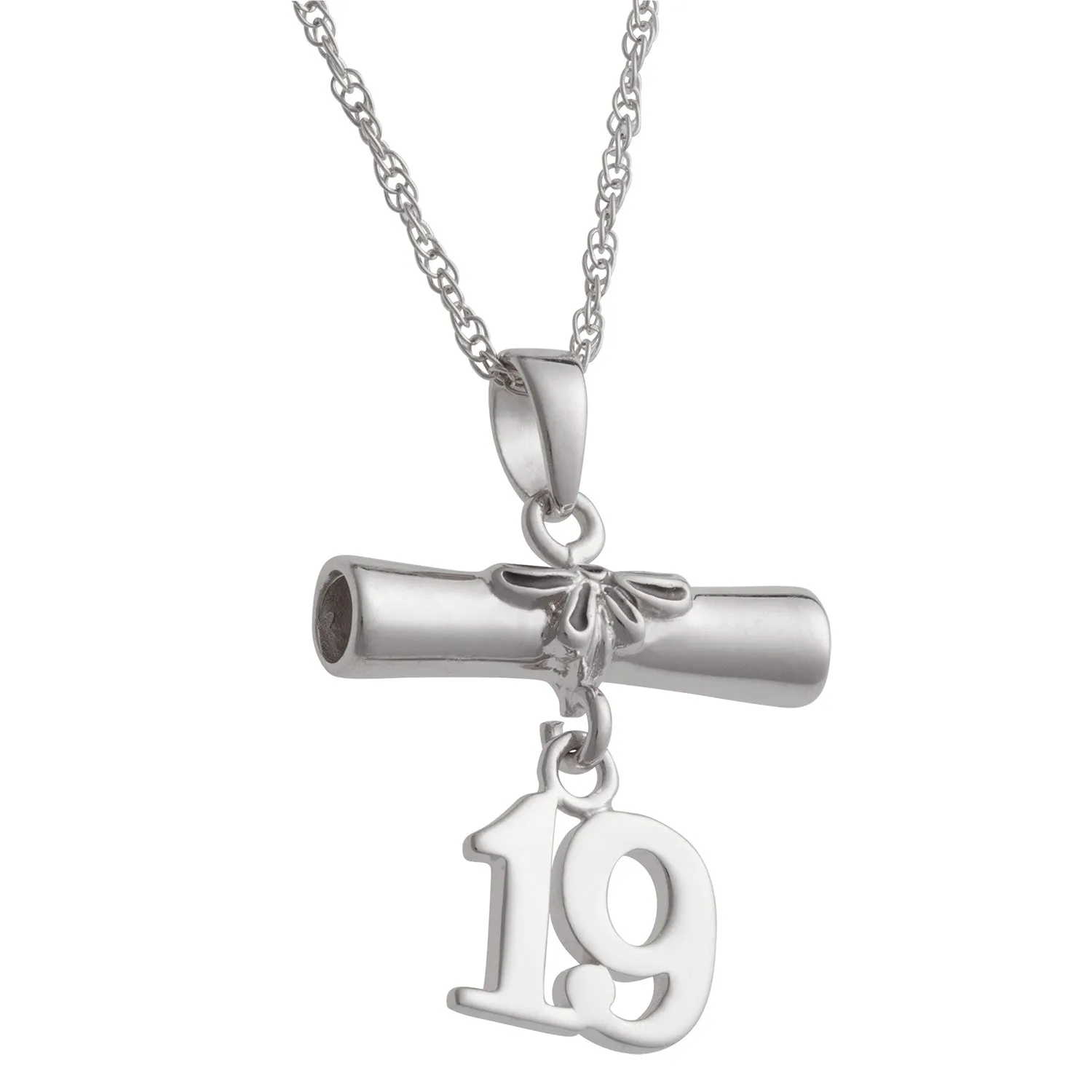 Sterling Silver Diploma '19 Grad Pendant sold by Limoges Jewelry product image thumbnail 2