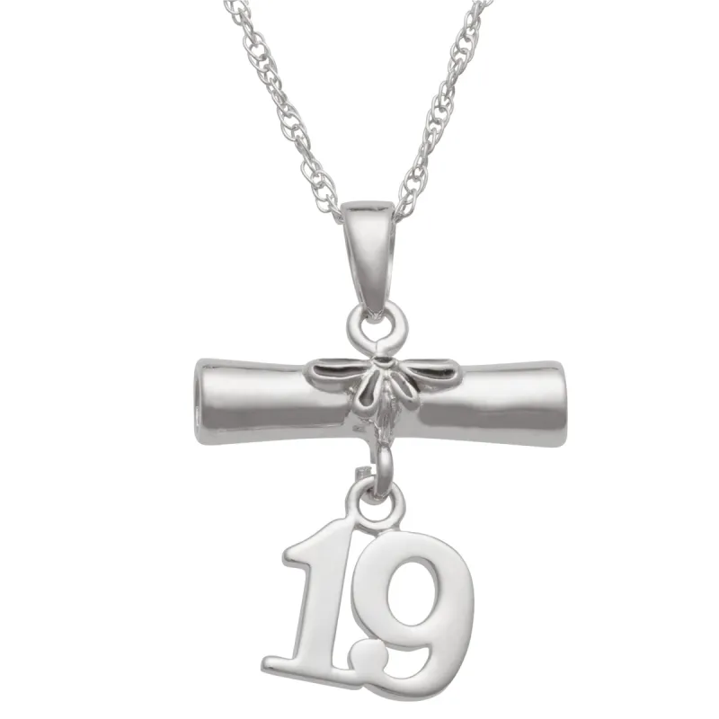 Sterling Silver Diploma '19 Grad Pendant sold by Limoges Jewelry