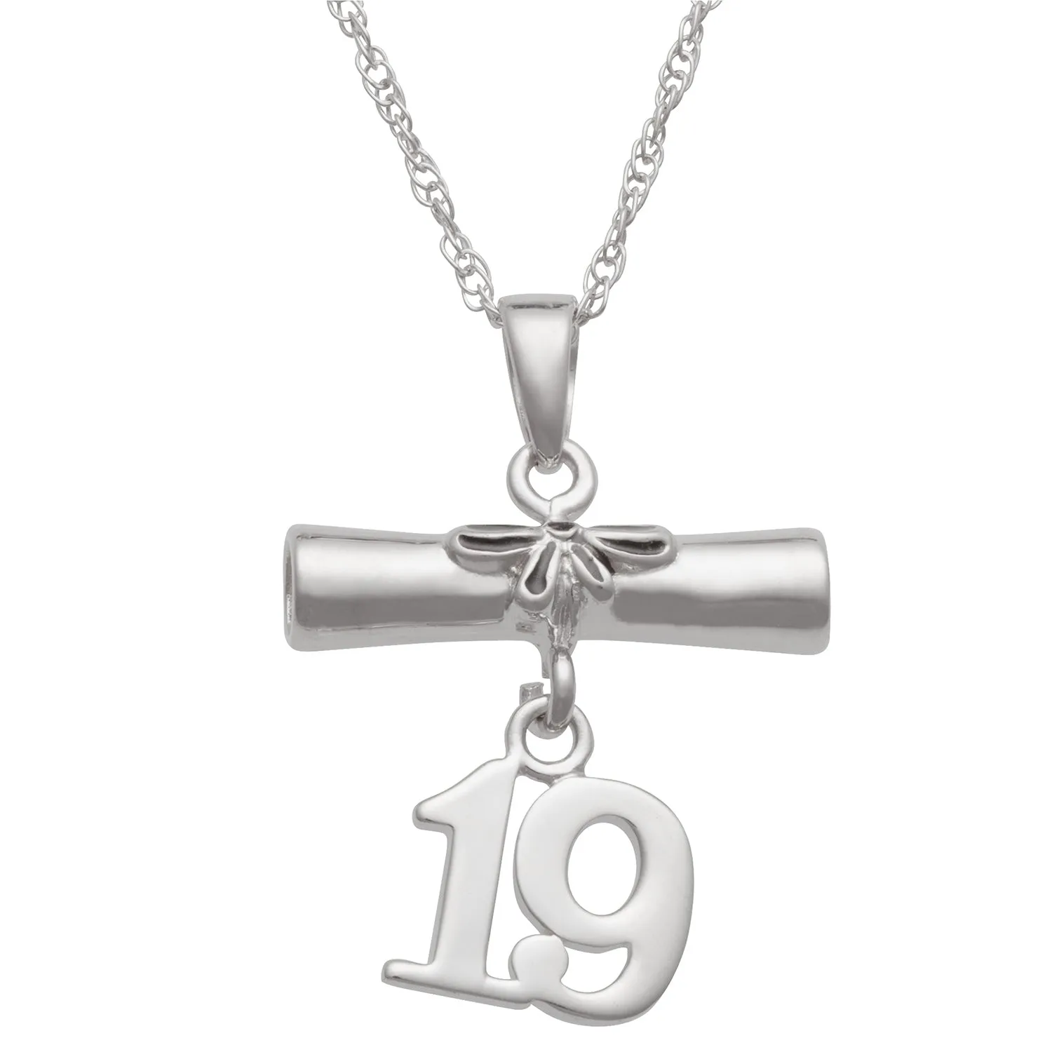 Sterling Silver Diploma '19 Grad Pendant sold by Limoges Jewelry
