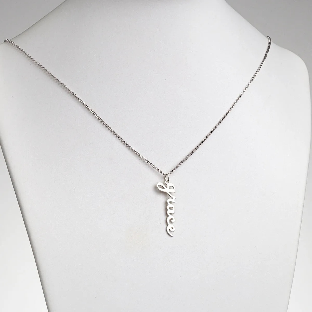 Sterling Silver Vertical Lowercase Script Name Necklace sold by Limoges Jewelry product image thumbnail 3