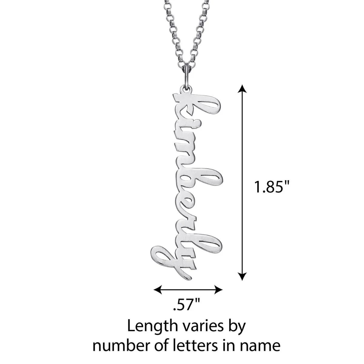 Sterling Silver Vertical Lowercase Script Name Necklace sold by Limoges Jewelry product image thumbnail 4