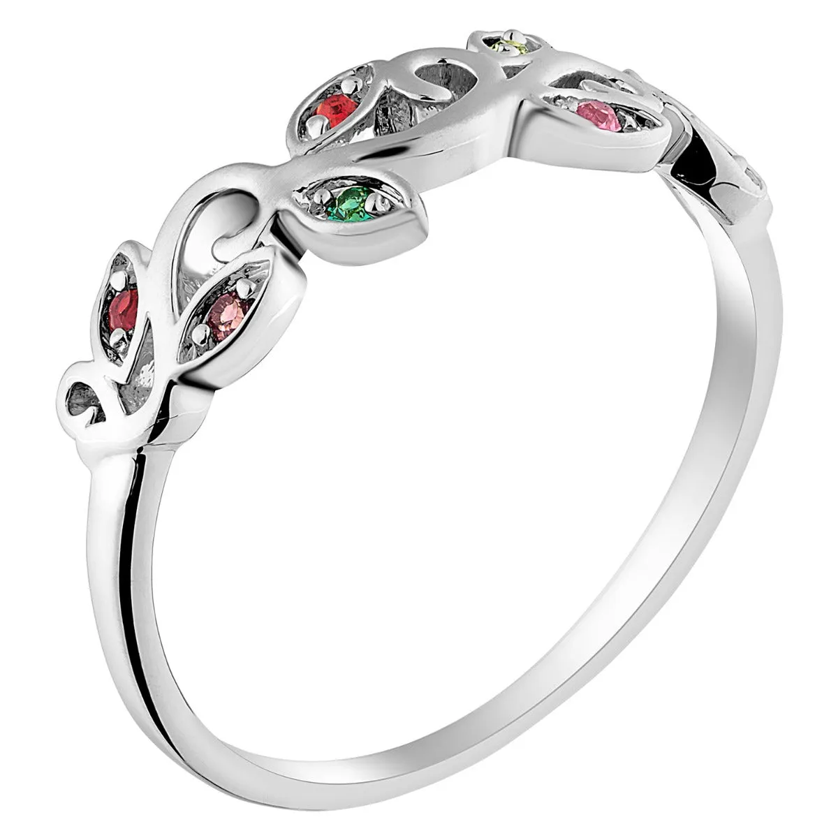 Sterling Silver Family Leaf Birthstone Ring sold by Limoges Jewelry product image thumbnail 2