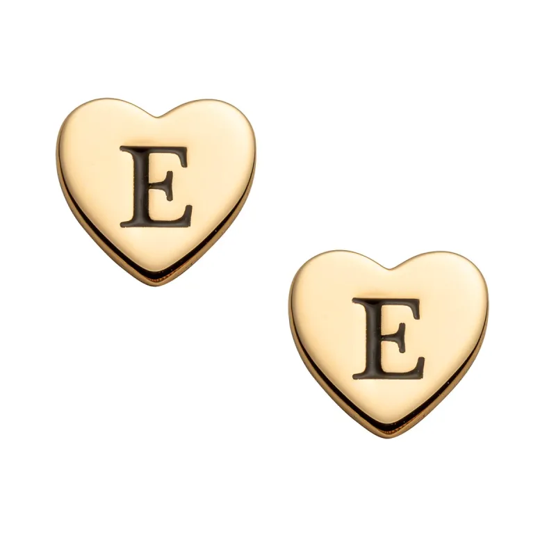 14K Gold over Sterling Petite Engraved Initial Heart Earrings sold by Limoges Jewelry