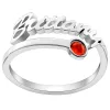 Silver Plated Script Name with Birthstone Bypass Ring sold by Limoges Jewelry