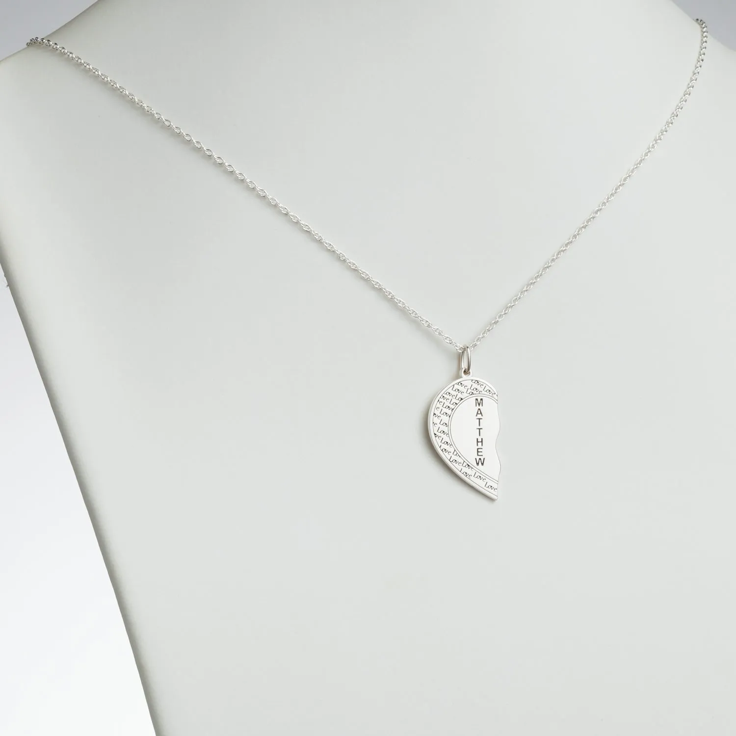 Sterling Silver Couples Name Shareable Heart Necklace sold by Limoges Jewelry product image thumbnail 3