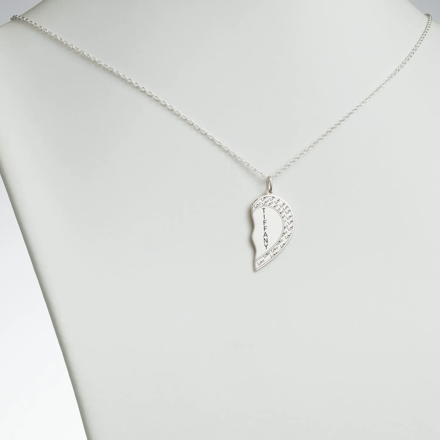 Sterling Silver Couples Name Shareable Heart Necklace sold by Limoges Jewelry product image thumbnail 4