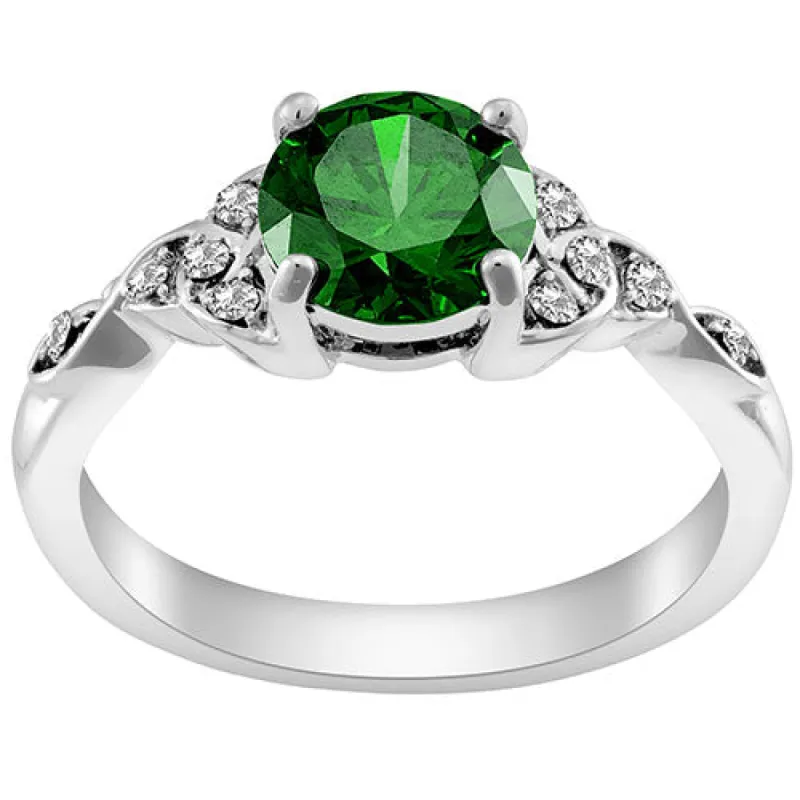 Silver Plated Simulated Emerald and Clear Crystal Trinity Knot Ring sold by Limoges Jewelry