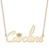 14K Gold over Sterling Name with Clear Crown Necklace sold by Limoges Jewelry