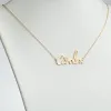 14K Gold over Sterling Name with Clear Crown Necklace sold by Limoges Jewelry