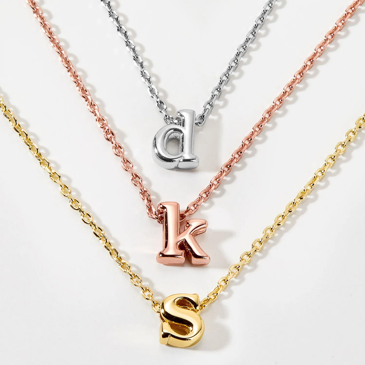 Sterling Silver Mini Lowercase Classic Initial Neckace sold by Limoges Jewelry