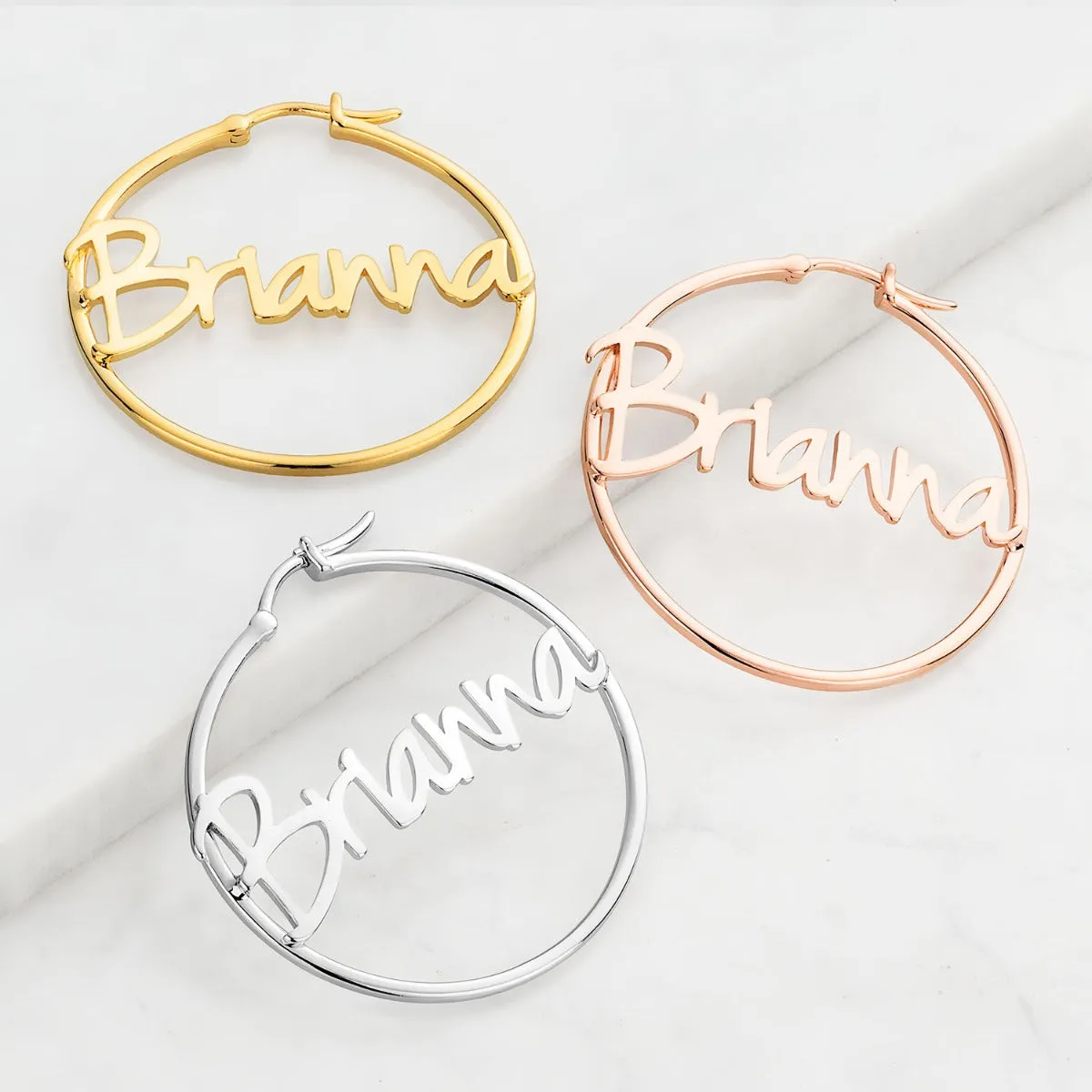 Personalized Name Medium Hoop Earrings sold by Limoges Jewelry